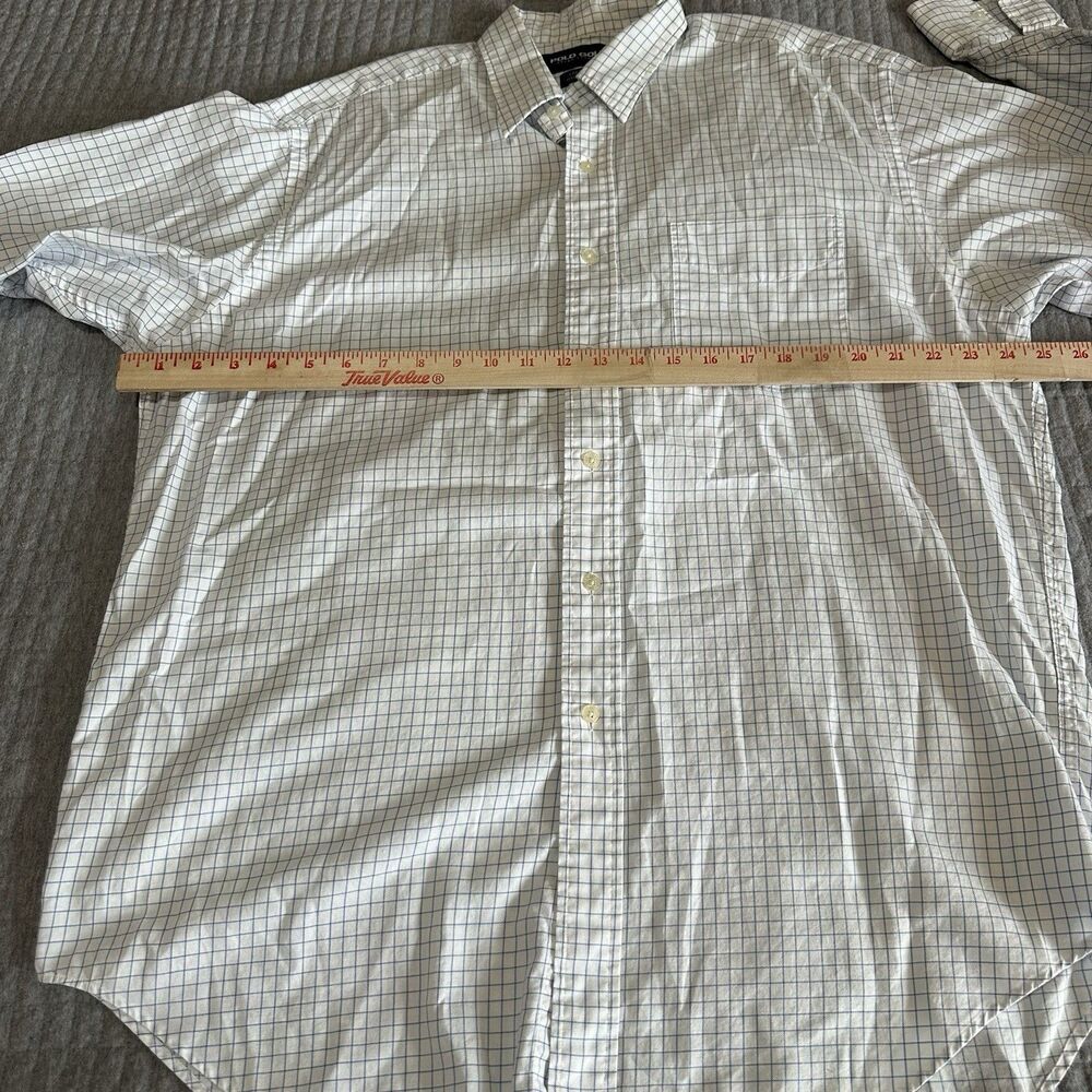 Polo Golf Ralph Lauren Preppy Men’s White Blue Check Cotton Button-Up Shirt L - Picture 3 of 7